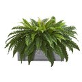 Nearly Naturals Boston Fern Artificial Plant in Stone Planter 8064